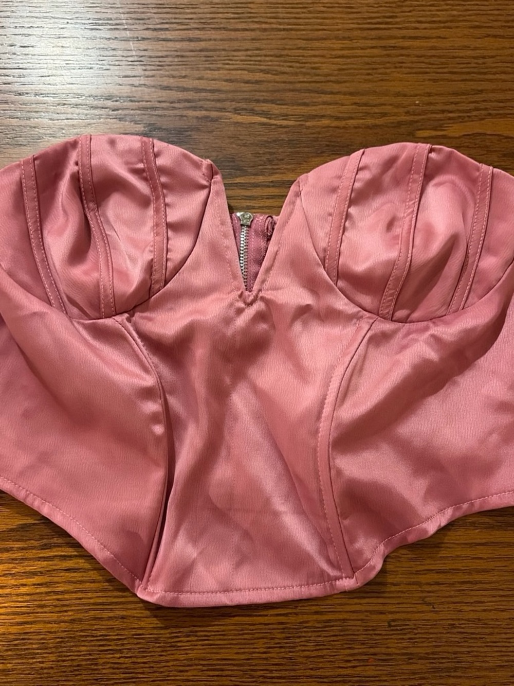 PrettyLittleThing Satin Rose Pink Strapless Bustier Top
